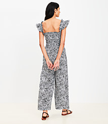 LOFT Beach Spiral Smocked Ruffle Strap Jumpsuit carousel Product Image 2