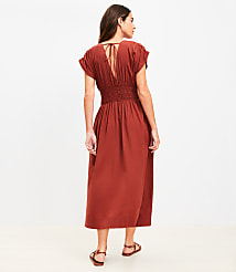 LOFT Beach Crinkle Smocked Midi Pocket Dress carousel Product Image 2