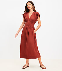 LOFT Beach Crinkle Smocked Midi Pocket Dress carousel Product Image 3
