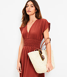 LOFT Beach Crinkle Smocked Midi Pocket Dress carousel Product Image 1