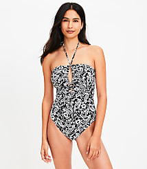 LOFT Beach Paisley Keyhole Bandeau One Piece Swimsuit carousel Product Image 2