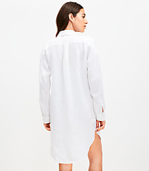 LOFT Beach Linen Swimsuit Coverup Pocket Shirt carousel Product Image 4
