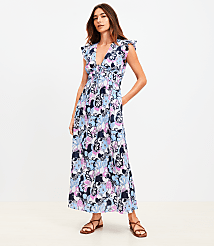 Petite LOFT Beach Floral Ruffle Sleeve Maxi Pocket Dress carousel Product Image 1