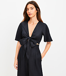 LOFT Beach Linen Tie Front Top carousel Product Image 1