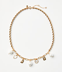 Pearlized Rope Charm Necklace carousel Product Image 1