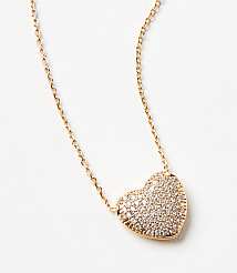 Pave Puffy Heart Necklace carousel Product Image 2