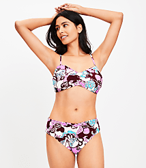 LOFT Beach Floral Shirred High Waist Bikini Bottom carousel Product Image 1