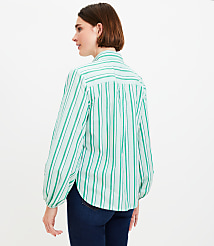 Striped Poplin Blouson Sleeve Pocket Shirt carousel Product Image 3