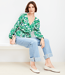 Floral Tie Peplum Blouse carousel Product Image 2
