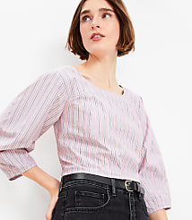 Striped Poplin Corset Seamed Blouse carousel Product Image 2