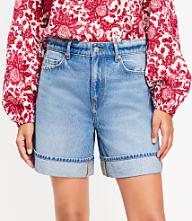 Petite A-Line High Rise Denim Shorts in Vintage Light Indigo Wash carousel Product Image 2