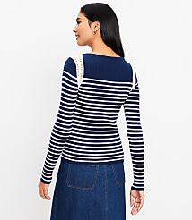 Striped Crochet Shoulder Sweater carousel Product Image 3