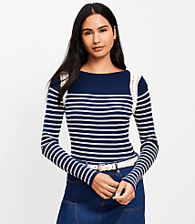 Striped Crochet Shoulder Sweater carousel Product Image 1