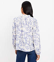 Petite Vine Jacquard V-Neck Blouse carousel Product Image 3