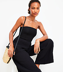 Petite LOFT Beach Triple Cloth Mixed Media Strapless Jumpsuit carousel Product Image 3