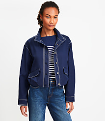 Petite Topstitched Bubble Hem Jacket carousel Product Image 1