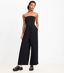 Petite LOFT Beach Triple Cloth Mixed Media Strapless Jumpsuit carousel Product Image 1