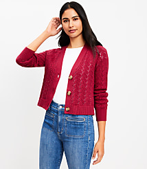 Pointelle V-Neck Cardigan carousel Product Image 1