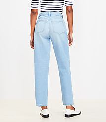 Curvy Tab Waist High Rise Straight Jeans in Bright Mid Indigo Wash carousel Product Image 2