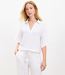 LOFT Beach Triple Cloth Popover Shirt carousel Product Image 2