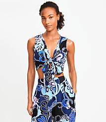 LOFT Beach Floral Linen Blend Tie Front Top carousel Product Image 2