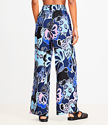LOFT Beach Floral Linen Blend Wide Leg Pants carousel Product Image 3
