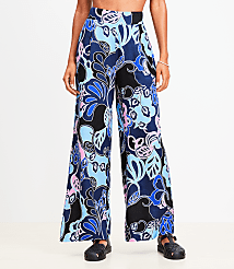 LOFT Beach Floral Linen Blend Wide Leg Pants carousel Product Image 2