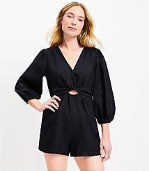 LOFT Beach Linen Twist Cutout Romper carousel Product Image 3