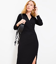 Petite Knotted Button Wrap Midi Dress carousel Product Image 1