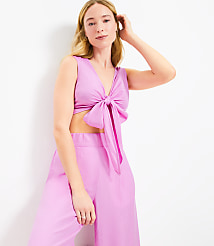 LOFT Beach Linen Blend Tie Front Top carousel Product Image 1