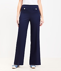 Button Trim Wide Leg Pants in Twill carousel Product Image 2