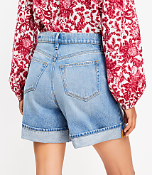 Petite A-Line High Rise Denim Shorts in Vintage Light Indigo Wash carousel Product Image 3