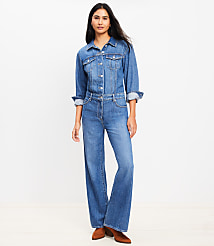Denim Jumpsuit in Authentic Vintage Mid Wash carousel Product Image 1