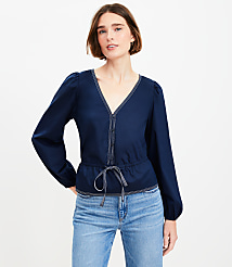Tie Peplum Blouse carousel Product Image 2