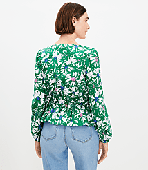 Floral Tie Peplum Blouse carousel Product Image 3