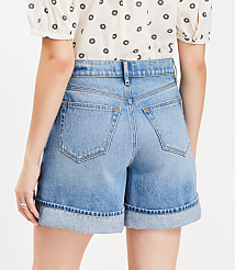 A-Line High Rise Denim Shorts in Vintage Light Indigo Wash carousel Product Image 3