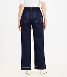 Curvy Button Front Straight Pants in Twill carousel Product Image 2