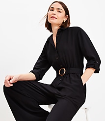 Button Tab Belted Jumpsuit carousel Product Image 1