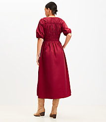 Petite Shirred Tie Neck Midi Pocket Dress carousel Product Image 3