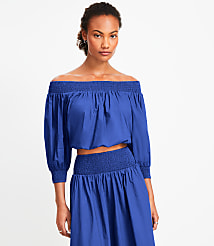 LOFT Beach Poplin Smocked Off The Shoulder Top carousel Product Image 2