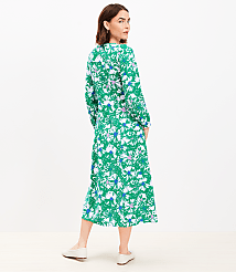 Floral Balloon Sleeve Midi Pocket Dress carousel Product Image 3