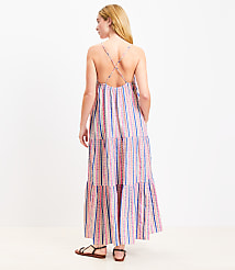 LOFT Beach Dobby Stripe Square Neck Tiered Maxi Dress carousel Product Image 3