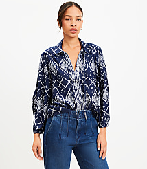 Paisley Seamed Sleeve Tie Neck Blouse carousel Product Image 2