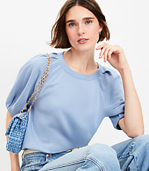 Pleated Puff Sleeve Sweatshirt carousel Product Image 1