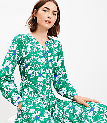 Floral Balloon Sleeve Midi Pocket Dress carousel Product Image 1