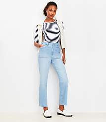 Tab Waist High Rise Straight Jeans in Bright Mid Indigo Wash carousel Product Image 1