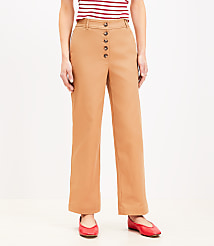 Curvy Button Front Straight Pants in Twill carousel Product Image 1