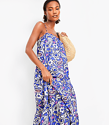 Petite LOFT Beach Paisley Square Neck Tiered Maxi Dress carousel Product Image 2