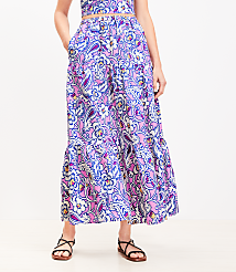 Petite LOFT Beach Paisley Linen Blend Tiered Maxi Pocket Skirt carousel Product Image 2