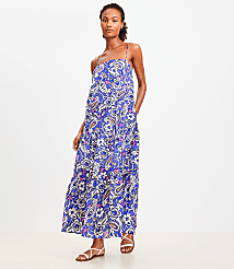 Petite LOFT Beach Paisley Square Neck Tiered Maxi Dress carousel Product Image 1